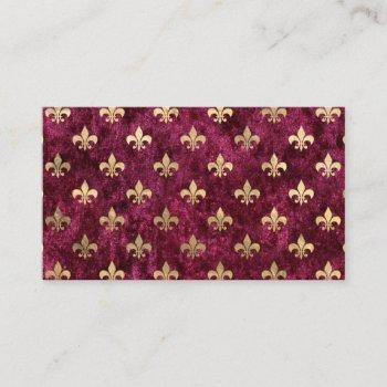 red velvet fleur de lis mardi gras orleans pattern business card
