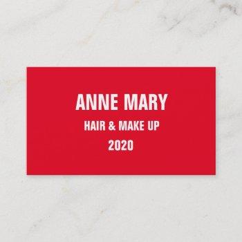 red white bold hair & make up stylish modern business card