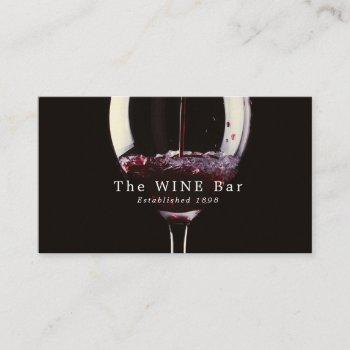 red wine glass, wine bar/winery business card