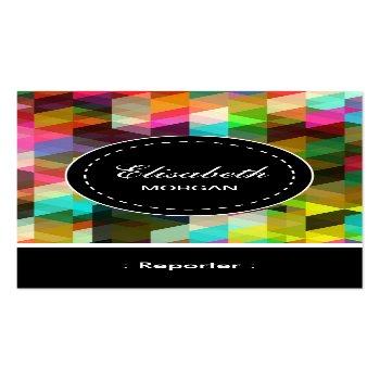 Small Reporter- Colorful Mosaic Pattern Business Card Front View