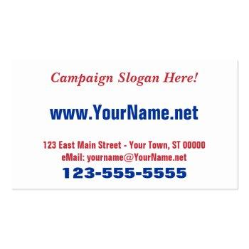 Small Republican Political Election Campaign Business Card Back View