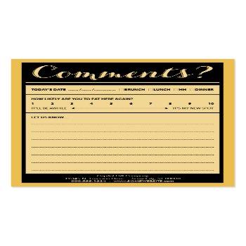 Small Restaurant Comment Card Front View