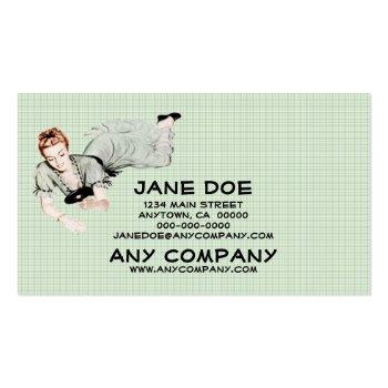 Small Retro 1940s Woman Looking In A Mirror Business Card Front View