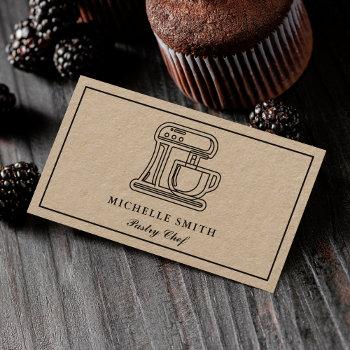retro bakery stand mixer pastry cake baker business card