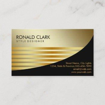 retro black gold metal financial services business card