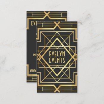 retro bold black and gold art deco frame pattern business card