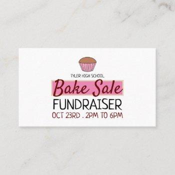 retro cake design, charity bake sale event advert business card