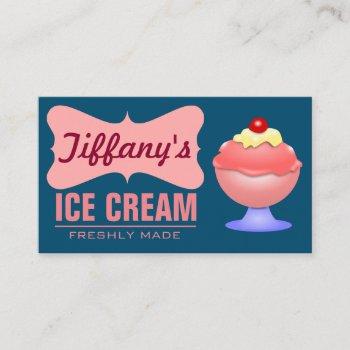 retro ice cream parlor | pink sundae | ice cream business card