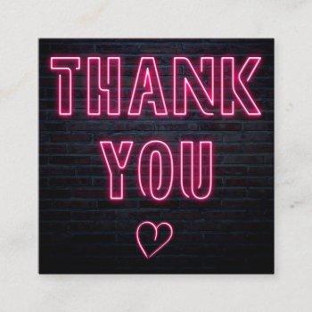 retro neon pink sign order thank you square business card