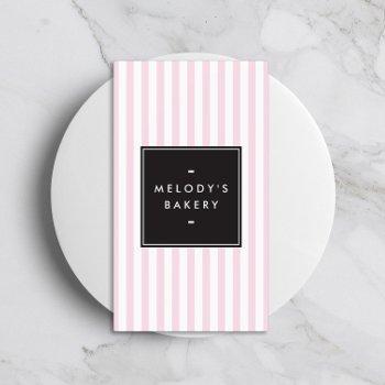 retro pink and white stripes bakery business card