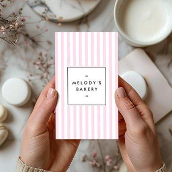 retro pink candy stripes bakery business card