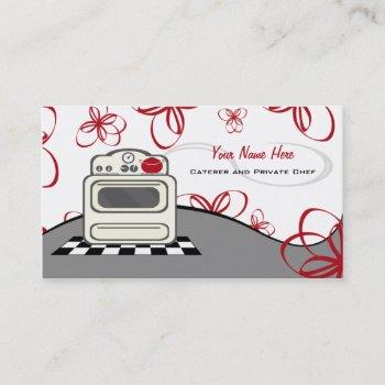 retro stove red kitchen caterer / chef business card