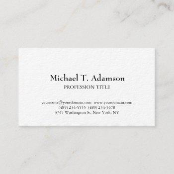 retro style elegant plain simple white business card