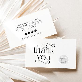 retro swirl thank you for shopping small branding business card