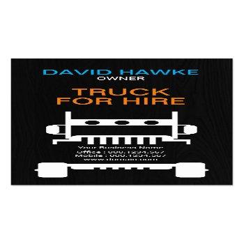 Small Robust Semi Truck  Wood Grain Cover Transporter Business Card Front View