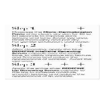 Small Rodan And Fields Mini Facial Instructions Business Card Back View