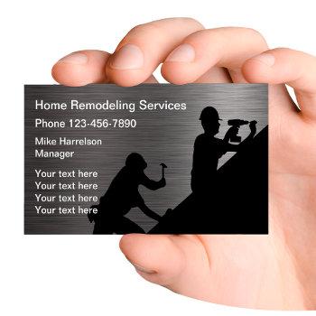 roofing and construction metallic business card