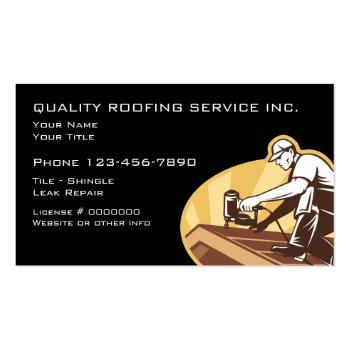 Small Roofing And Construction Retro Design Business Card Front View