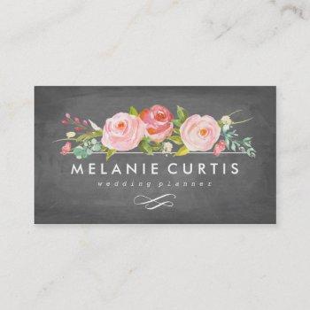 rose garden floral chalkboard business card