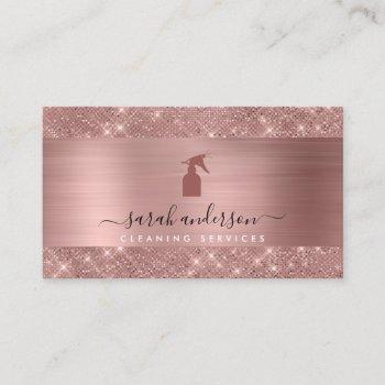 rose gold chic cleaning services business card