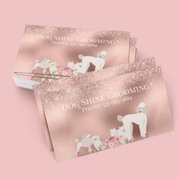 rose gold dog grooming glitter pet services business card