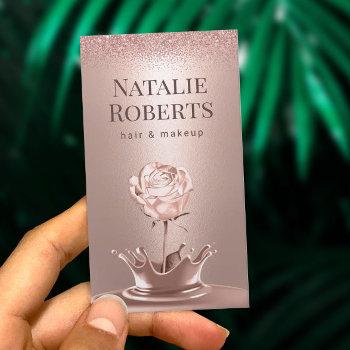rose gold flower splash hair stylist makeup artist business card