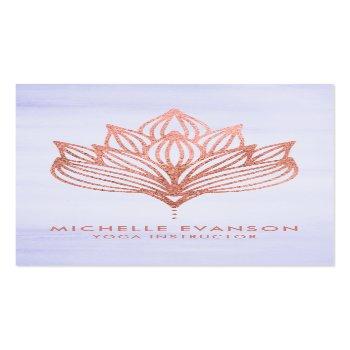 Small Rose Gold Foil Lotus Flower Purple Watercolor Business Card Front View