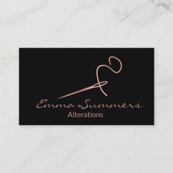 rose gold foil thread needle sew alterations business card