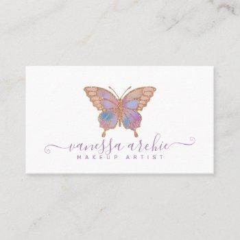 rose gold glitter butterfly logo business card