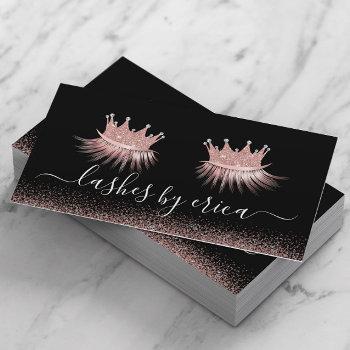 rose gold glitter crown eyelash diva lashes salon business card