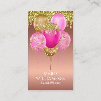 rose gold glitter event planner balloon artist business card