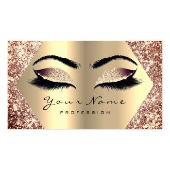 Small Rose Gold Glitter Makeup Artist Lashes Champaigne Business Card Front View