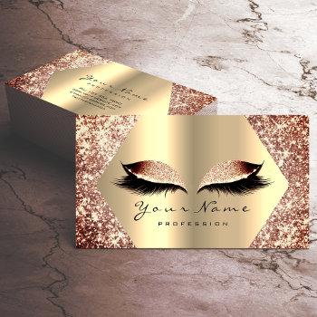 rose gold glitter makeup artist lashes extension business card