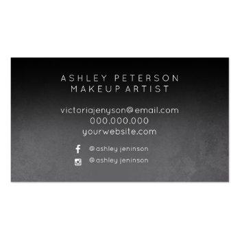 Small Rose Gold Grey Marble Makeup Typography Business Card Back View