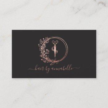 rose gold logo hairstylist business card