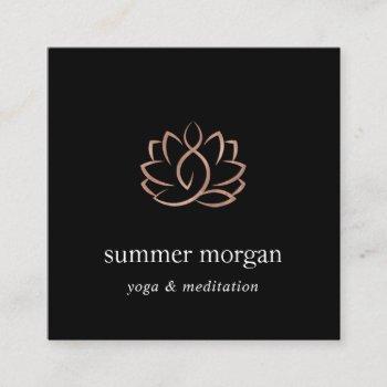 rose gold lotus logo | yoga meditation wellness square business card