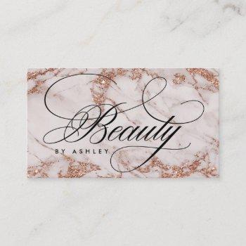 rose gold marble beauty business card