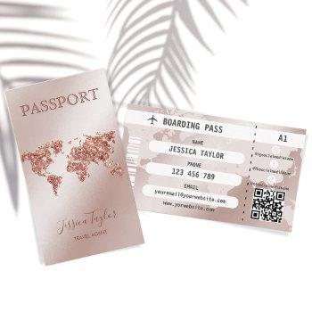 rose gold passport world map boarding pass business card