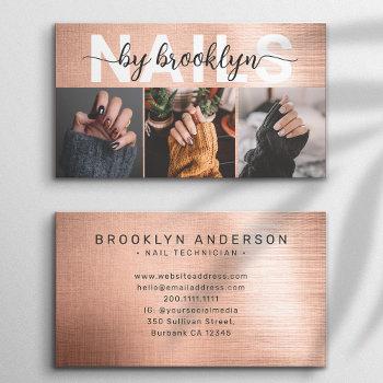 rose gold photo typography nail artist business card