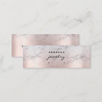 rose gold pink marble script earring display card