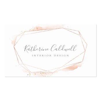 Small Rose Gold Watercolor Geometric Business Card Front View