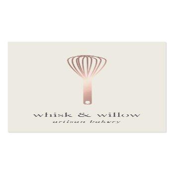 Small Rose Gold Whisk | Bakery | Chef | Caterer Business Card Front View