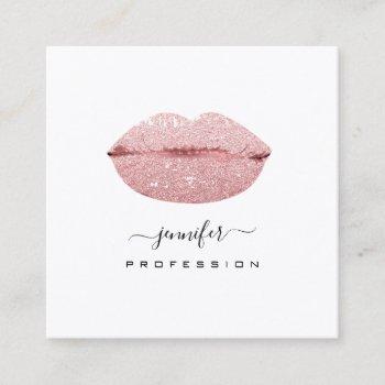 rose kiss lips makeup artist white social media square business card