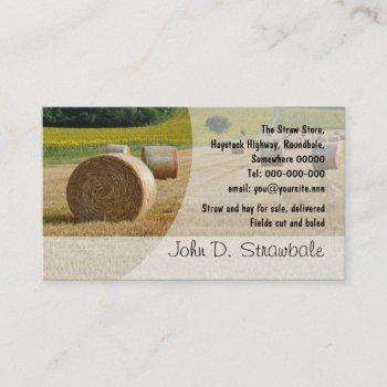 round straw bales business card