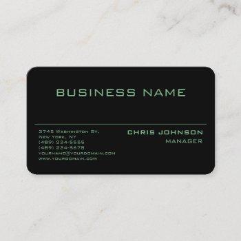 rounded corner green rich black business card