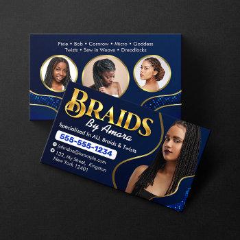 royal blue african hair braiding photo braid salon business card