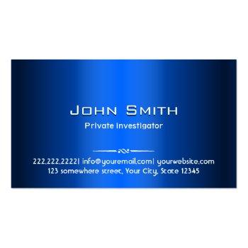 Small Royal Blue Metal Investigator Business Card Front View