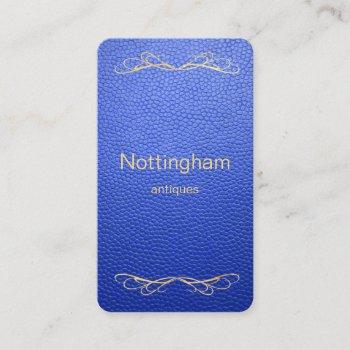 Small Royal Blue Mock Leather Instagram Style Business Card Front View