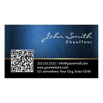 Small Royal Blue Qr Code Chauffeur Business Card Front View
