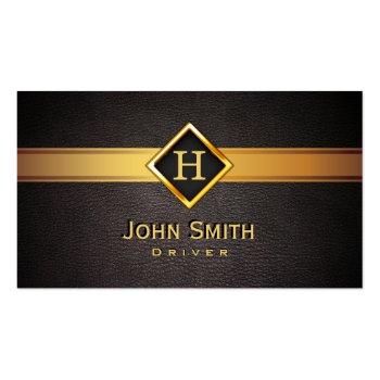 Small Royal Monogram Gold Label Driver Business Card Front View
